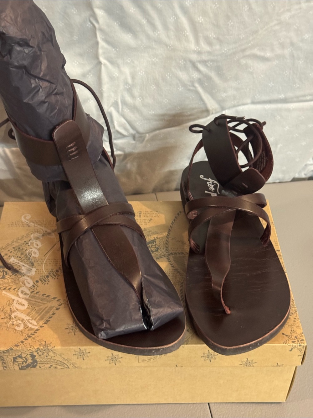 Free People Vacation Day Wrap Sandal in Oxblood